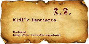 Klár Henrietta névjegykártya