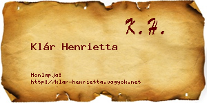Klár Henrietta névjegykártya