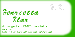 henrietta klar business card